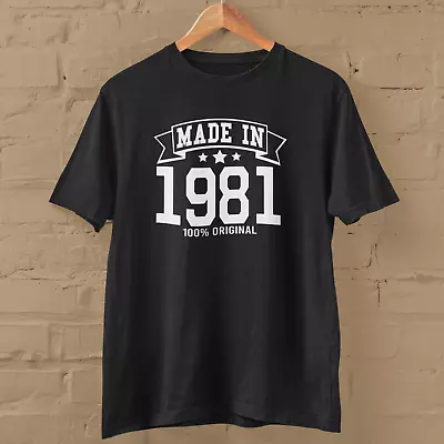 Buy MADE IN 1981 T-SHIRT (80s Birthday 40s Gift Dad Mom Present Retro Son Party) • 14.99£