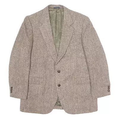 Buy Vintage HARRIS TWEED Blazer Tweed Jacket Brown Wool 90s Chevron Mens M • 27.99£