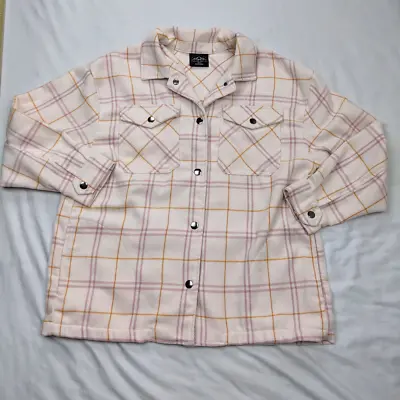 Buy HFX Womens Size M Pink Check Shirt Jacket Heavy Flannel Snap Coat • 10.34£