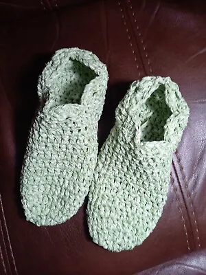 Buy Handmade Crochet Cosy Slippers M-l Nice Detail Around Ankle Brand New • 6£