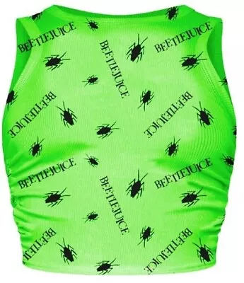 Buy Beetlejuice - Repeat Womens Green Ruched Side Cropped Vest Ex Ex Lar - K777z • 17.27£