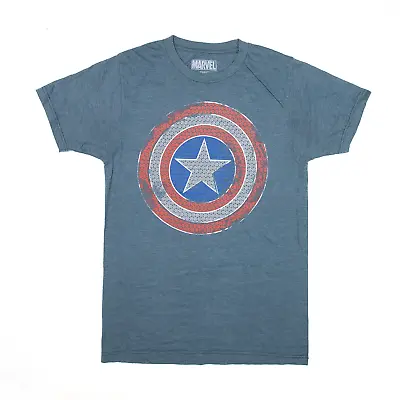 Buy MARVEL Mens Captain America T-Shirt Blue Short Sleeve S • 7.99£