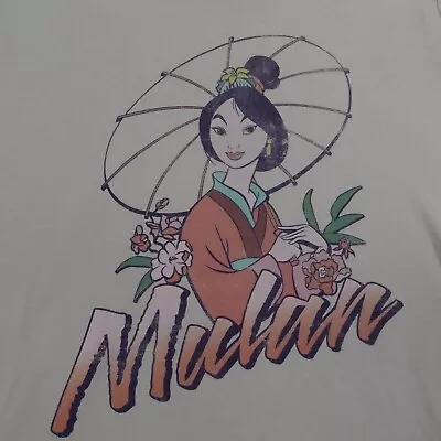 Buy Mulan Disney Women T-Shirt 00 Tall White Regular Crew Neck Solid Cotton • 11.07£