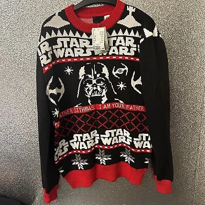 Buy New Men's Disney STAR WARS Christmas Knitted Novelty Jumper Festive H&M  • 14.99£