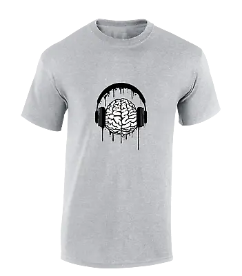 Buy Brain Headphones Mens T Shirt Funny Cool Urban Art Design Music Dj Musician • 7.99£