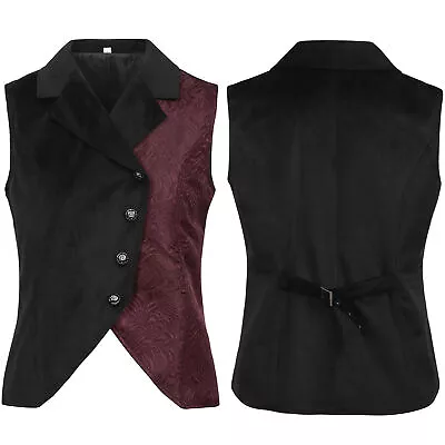Buy Waistcoat Mens Formal Gothic Brocade Tailored Steampunk Victorian Cosplay • 34.29£
