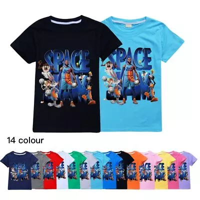 Buy Children Boys Girls Space Jam 2 T Shirt Cotton Short Sleeve Tops Kids Clothes • 15.99£