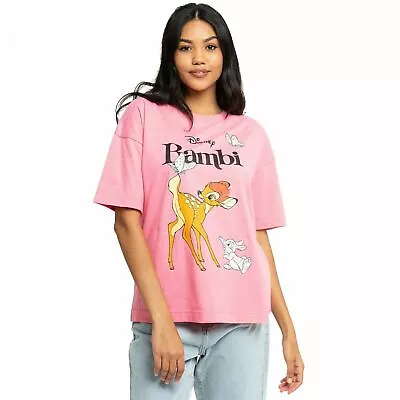Buy Official Disney Ladi Oversized T-Shirt Bambi Nature Bubble Gum Pink Sizes S - XL • 10.49£