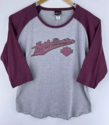 Buy Harley-Davidson Cape Cod Womens Shirt 3/4 Sleeve Raglan Gray Pink Glitter XL • 10.71£