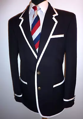 Buy Men's Blue White Trim 40 L Boating Rowing Blazer College Suit Jacket Sport Coat • 129£