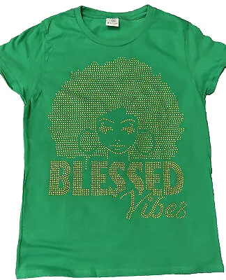 Buy Blessed Vibes  Customised Rhinestones Bling T-Shirt. • 20£