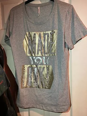 Buy Made You Look Grey Slogan T-shirt Sparkly Pearl Diamonte Gold Silver M 12 NEW • 12£