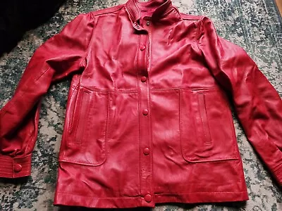 Buy Vintage 80's Red Leather Jacket Size Small/medium • 35£