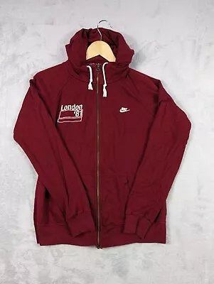 Buy Nike Track & Field Hoodie Womens Large Red Zip Hooded Jacket Embroidered Logo • 14.95£