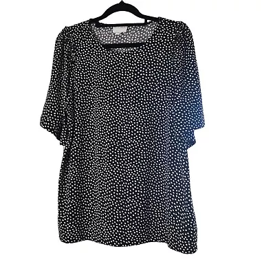 Buy Witchery Top Short Sleeve Black White Dots Office Work Casual Relaxed Fit Size S • 5.03£