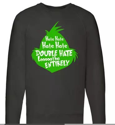 Buy Black Jumper Grinch Hate Hate Double Hate Adults Unisex Sweater New Xmas AWD Uk • 16.99£