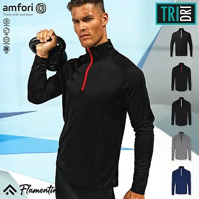 Buy Mens Long Sleeve 1/4 Zip Top Shirt Sport Jogging Gym Training TriDri Performance • 10.23£
