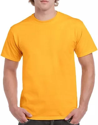 Buy Gildan Mens Heavy Cotton T Shirt Plain Short Sleeve Casual Cotton Top G5000 • 7.99£