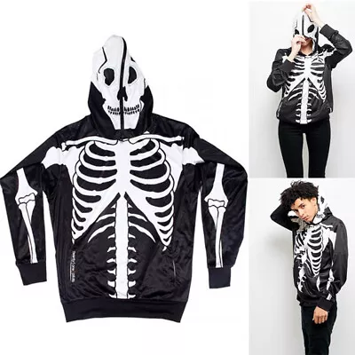 Buy Unisex Women Men Couple Gothic Skeleton Rib Cage Pullover Hoodie Top Costume • 20.23£