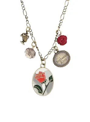Buy Disney Beauty And The Beast Enchanted Rose Multi 5 Charm Necklace Chip  NEW • 6.76£