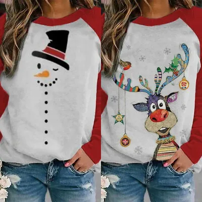 Buy Ladies Women Xmas Winter Print Pullover Tops Christmas Festive T Shirt Blouse ! • 13.89£