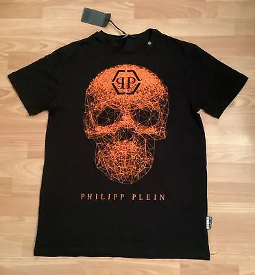 Buy Philipp Plein - Weezer - T-Shirt With Graphic Neon Orange Skull Size XXL • 150£