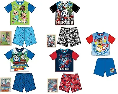 Buy Boys Kids Short Pyjamas Avengers Spiderman Thomas Cocomelon Pjs 9Mth To 8 Yrs • 7.99£