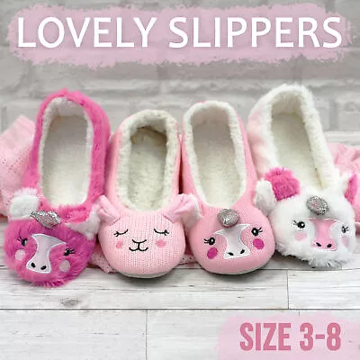 Buy Womens Ladies Indoor Slippers Faux Fur Knitted Fluffy Ballerina Slipper Size 3-8 • 6.99£