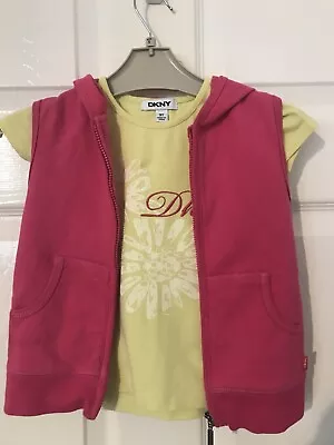 Buy Girls Designer DKNY T-Shirt And Matching Sleevless Hoodie Age 3 Years • 11.50£