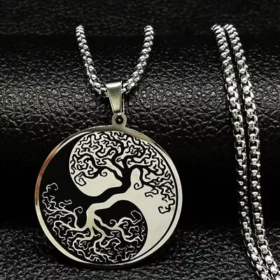Buy Unisex Yin Yang Tree Of Life Design Pendant Necklace Casual Fashion Jewelry Wear • 9.49£