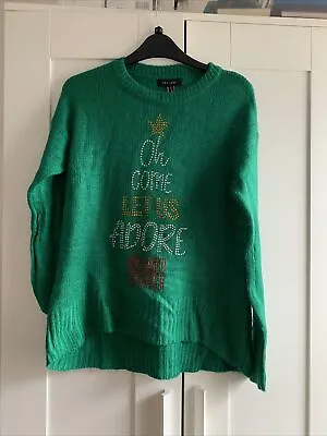 Buy New Look Green Christmas Jumper Oh Come Let Us Adore Gin Size S Festive Sparkle • 5£
