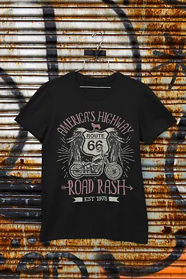Buy Route 66 America's Highway Road Rash Biker T Shirt Motorcycle Classic Design • 11.95£