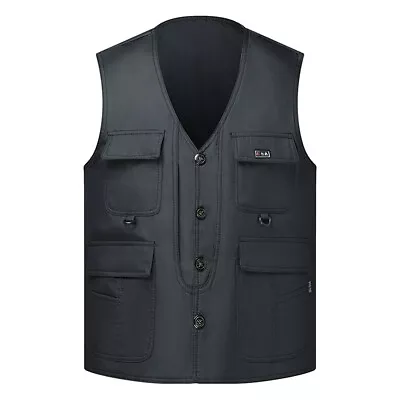 Buy Mens Zipper Vest Body Warmer Multi Pocket Jacket Hiking Hunting Fishing Gilet • 9.95£