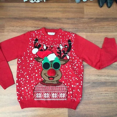 Buy Men's F&F Knitwear Rudolf Reindeer Knitted Red Christmas Jumper Size XL • 9.99£