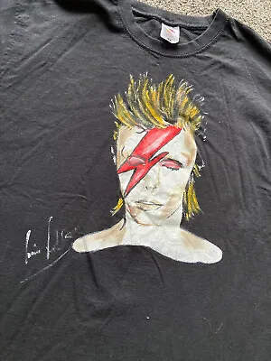 Buy David Bowie Ziggy Painted Logo T Shirt - Size  Medium • 6.99£