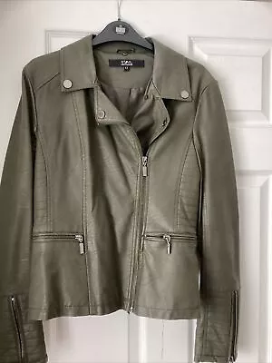 Buy Ladies Green Faux Leather Jacket, Julian MacDonald Size 12 • 8£