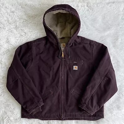 Buy Carhartt Women’s Sherpa Lined WJ141 DWN Hooded Jacket Coat Deep Wine Size 2XL • 85£