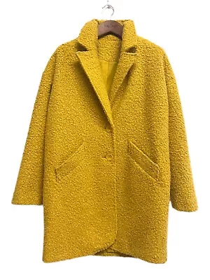 Buy Yellow Woolly Sherpa Style Textured Boucle Teddy Coat UK10/12 • 22£