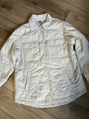Buy H&M Quilted Size S Relaxed Neutral Overshirt Jacket • 14.50£