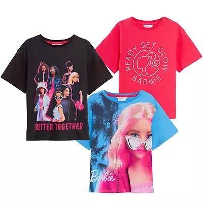 Buy Girls 3 Pack Barbie T-Shirts Kids Cotton Tees Multipack Official Dress Up Tops  • 15.95£