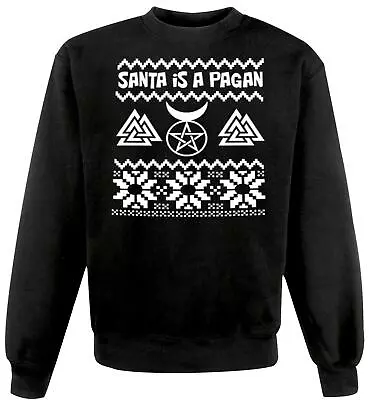 Buy Adults Santa Is A Pagan Viking Christmas Xmas Black Unisex Sweatshirt Jumper • 21.95£