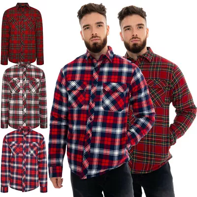 Buy Mens Flannel Quilted Shirt Lined Padded Lumberjack Work Casual Fleece Heavy Top • 12.96£