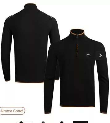 Buy Genuine BOSS 1/4 Zip Sweater Midlayer Black - RRP £139 Open Golf • 75£