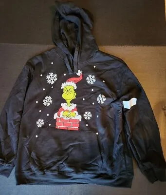 Buy The Grinch Christmas Pull Over Hoodie Grinch In Chimney Black Size XS NEW • 15.16£