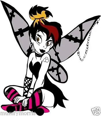 Buy  Gothic Emo Tinkerbell  Iron On T Shirt Transfer A5 • 2.65£