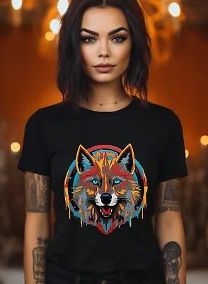 Buy Grey Wolf Goth Abstract Art Painted Emo Dog Animal Cute Men Unisex Tshirt UK  • 11.99£