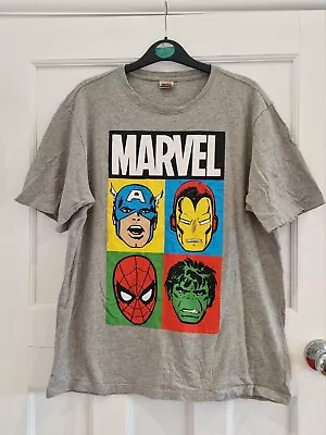 Buy Mens Marvel Grey Short Sleeve Tshirt Hulk Spiderman Size Medium • 4.99£