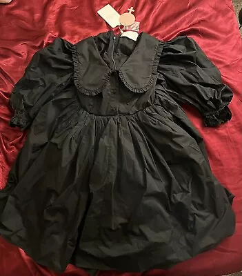 Buy Selkie Women's Cotton Black Cottage Marie Gothic The Caviar Black Mini Dress XXS • 173.72£