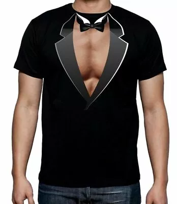 Buy TUXEDO MUSCLES MEN'S FANCY DRESS T-SHIRT - Stag Do Party Six Pack Funny • 12.95£
