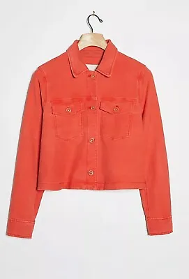 Buy By Antropologie Washed Red Denim Jacket Cropped  Button Size M • 25£